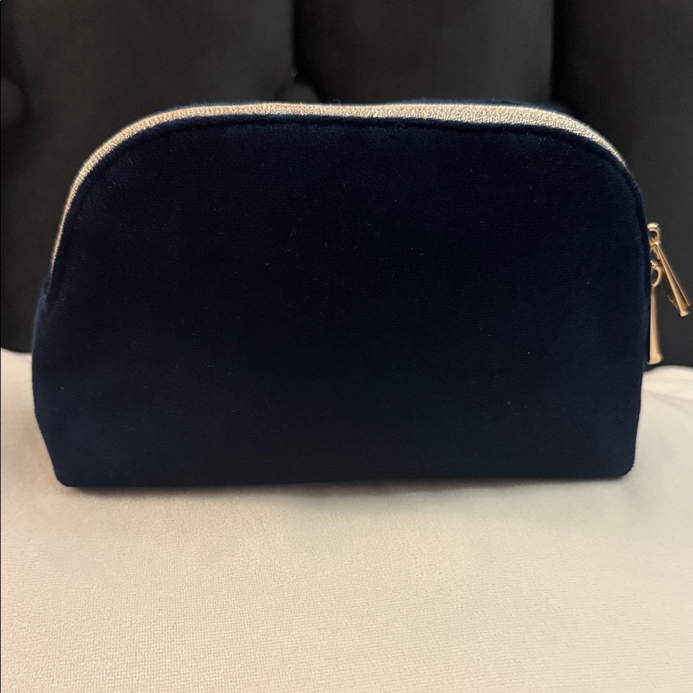 Navy Blue Velvet Pouch-Makeup Bag - Picture 2 of 6